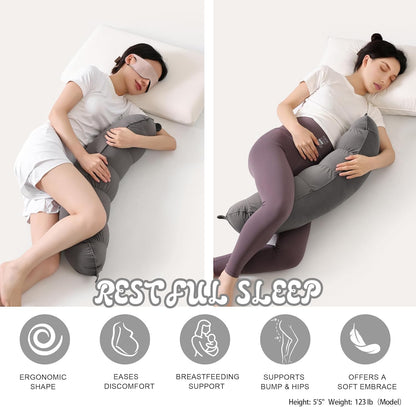 Peallow(Pat. Pend) – Long Round Body Pillow for Adults, Bolster Pillow for Sleeping, Soft and Supportive Pillow for Sleeping & Lumbar Support (Green-White, 29.5")