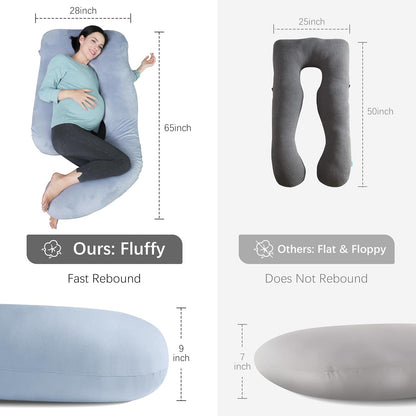 MOON PARK Pregnancy Pillows for Sleeping - 57 Inch U Shaped Full Body Maternity Pillow with Removable Cover - Support for Back, Legs, Belly, Hips - Pregnancy Pillow for Women - Grey