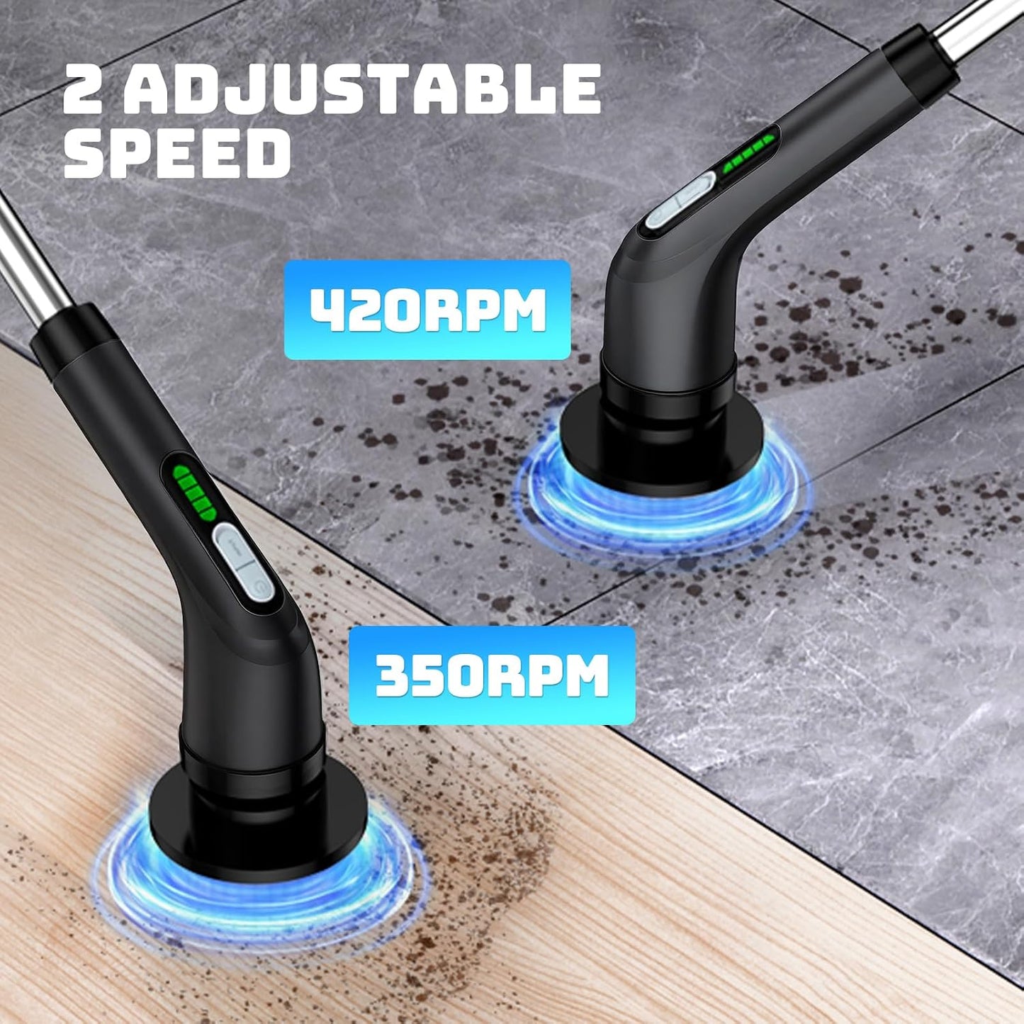 Highyes Electric Spin Scrubber for Cleaning Bathroom: Cordless Power Shower Scrubber - Electric Cleaning Brush for Tile Tub