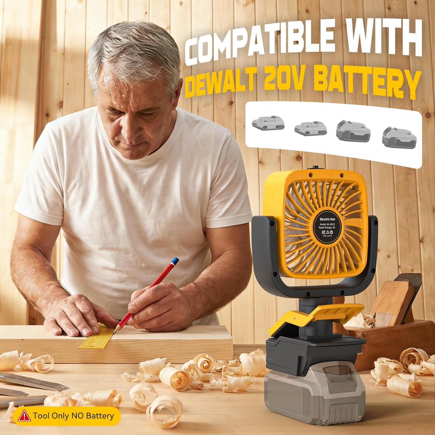 Ecarke 4" Clip Fan Compatible with Milwaukee 18V Battery (Tool Only) 3-Speed Cordless Clip-On Fan with 360° Rotation Low Noise Portable Desk Fan for Camping Jobsite Tent Fishing Outdoor