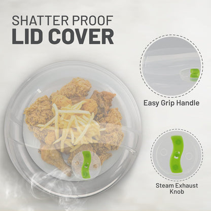 Microwave Cover for Food, Microwave Splatter Proof Plate Guard, Microwave Lid Food Cover for Microwave Oven with Steam Vents, Clear Dishwasher Safe BPA Free Plastic, 10 Inch, 2 PK – By RamPro