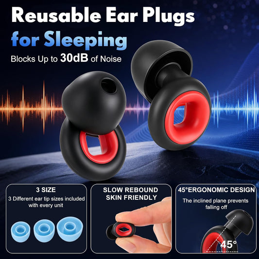 Tellegloww 10 Pairs Ear Plugs for Sleeping 30db Reusable Silicone Ear Plug