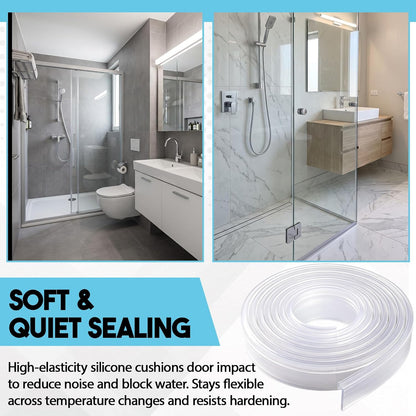 Lineshading 2 Pack Vinyl Shower Door Bottom Seal, 36-inch Shower Door Bottom Sweep Strip, Clear(3 Horizontal Bars)