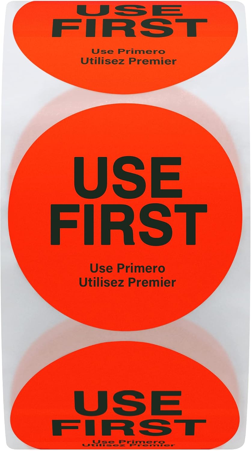 500 Pcs 1.5" Use First Stickers Small Stickers Circle Label Dot Labels Fluorescent Paper, Fluorescent Green
