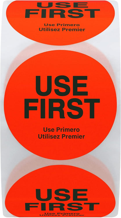 500 Pcs 1.5" Use First Stickers Small Stickers Circle Label Dot Labels Fluorescent Paper, Fluorescent Green