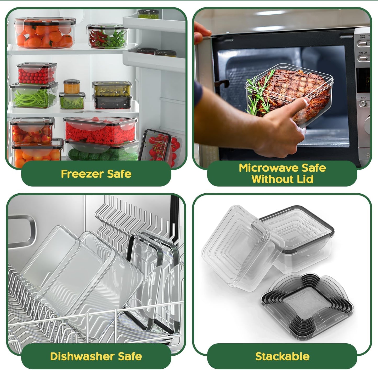 5 Pack Large Fruit Storage Containers for Fridge with Removable Colander | Plastic Food Storage Containers with Lids Airtight-Leak Proof Refrigerator Organizers and Storage of Vegetable