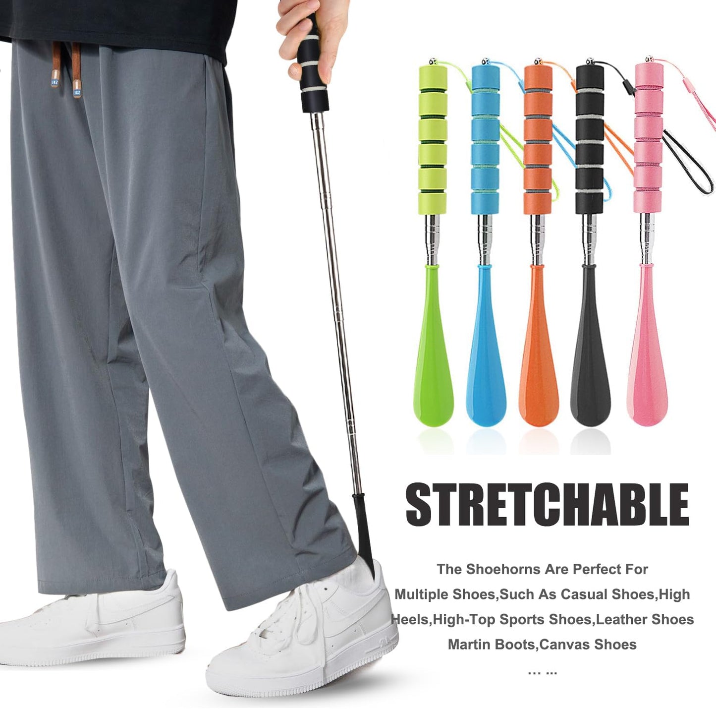Shoe Horn Long Handle Retractable Telescopic Shoehorn Foldable Shoehorn Shoe Puller Adjustable Shoe Aids