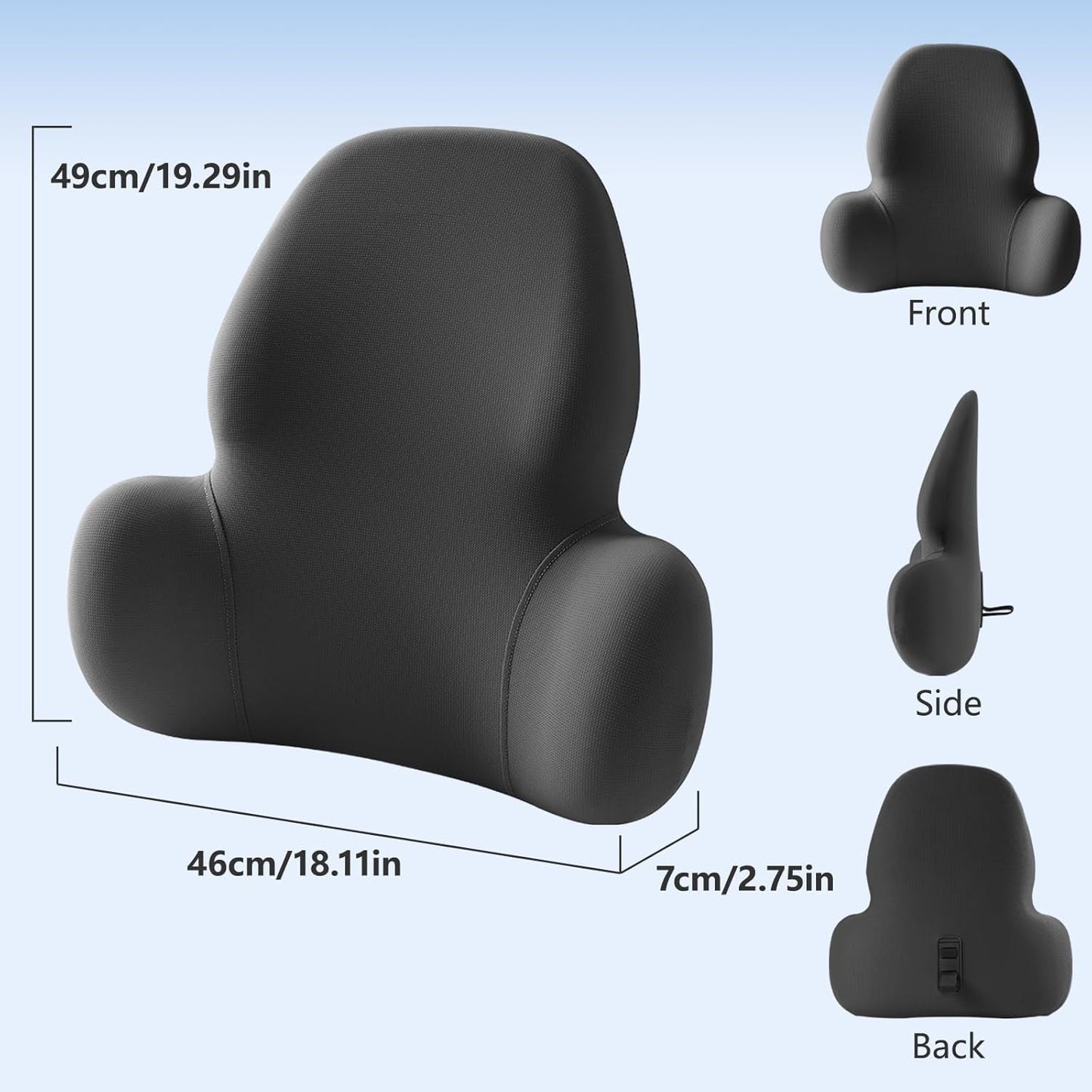 BABUR Memory Foam Lumbar Support Pillow for Car, Lower Back Pain Relief | Ergonomic Back Cushion for Car Seat, Promotes Better Posture, Relieve Pressure for Long Sitting, Sit Comfortably All Day