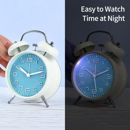 pxy Loud Alarm Clock for Heavy Sleepers 3D Dial Battery Operated (Battery Include), 4" Super Silent Analog Alarm Clock for Kids with Night Light PT260 Silver OrangePT505 Green White