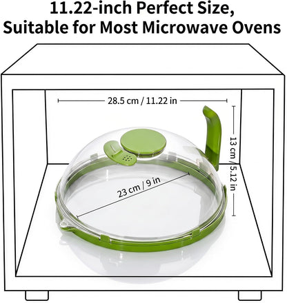 Microwave Splatter Cover with Water Steamer and Vent Hole, BPA-Free, 11.22" | Microwave Cover for Food, Plastic Splatter Guard for Microwave to Keeps Food Soft and Moist and Microwave Clean and Tidy