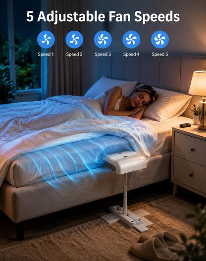 Bed Fan Under Sheets, Bed Fans for Cooling and Sleep Under Sheets, Rechargeable Cordless Bed Cooling Fan System With Remote, Quiet & Height Adjustable, Fits all Mattress Heights