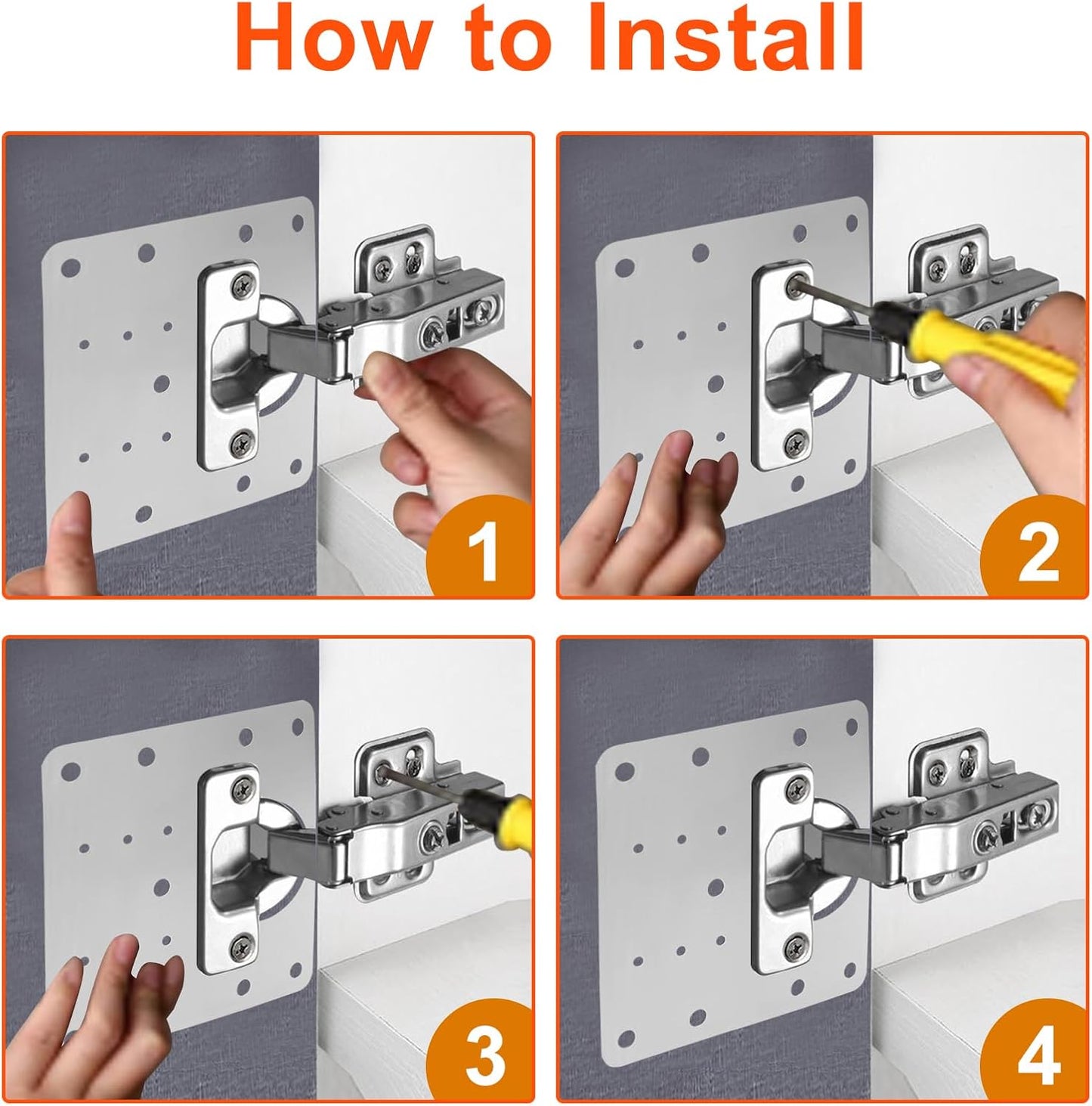 6 PCS Cabinet Hinge Repair Plate Kit, Stainless Steel | Brackets Mounting Screws, Protective Repair Board, For Kitchen Cabinet, Cupboard Doors and Furniture