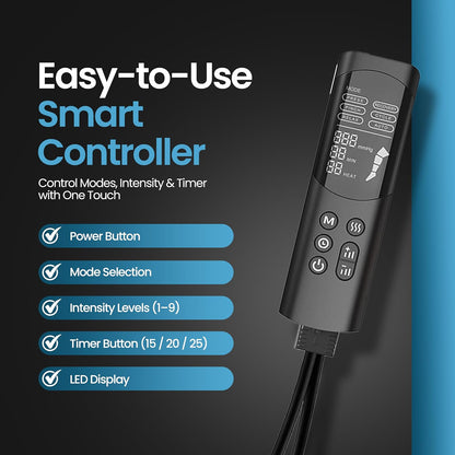Leg Massager with Heat for Feet, Calves & Thighs, Air Compression | Handheld controller, 9 intensities, 6 modes, 3 heat levels; feet, calves & thighs, circulation & pain relief, USA Owned
