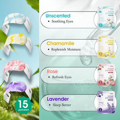60 Pack Steam Eye Masks Disposable, Heated Eye Mask Warm Compress for Eyes