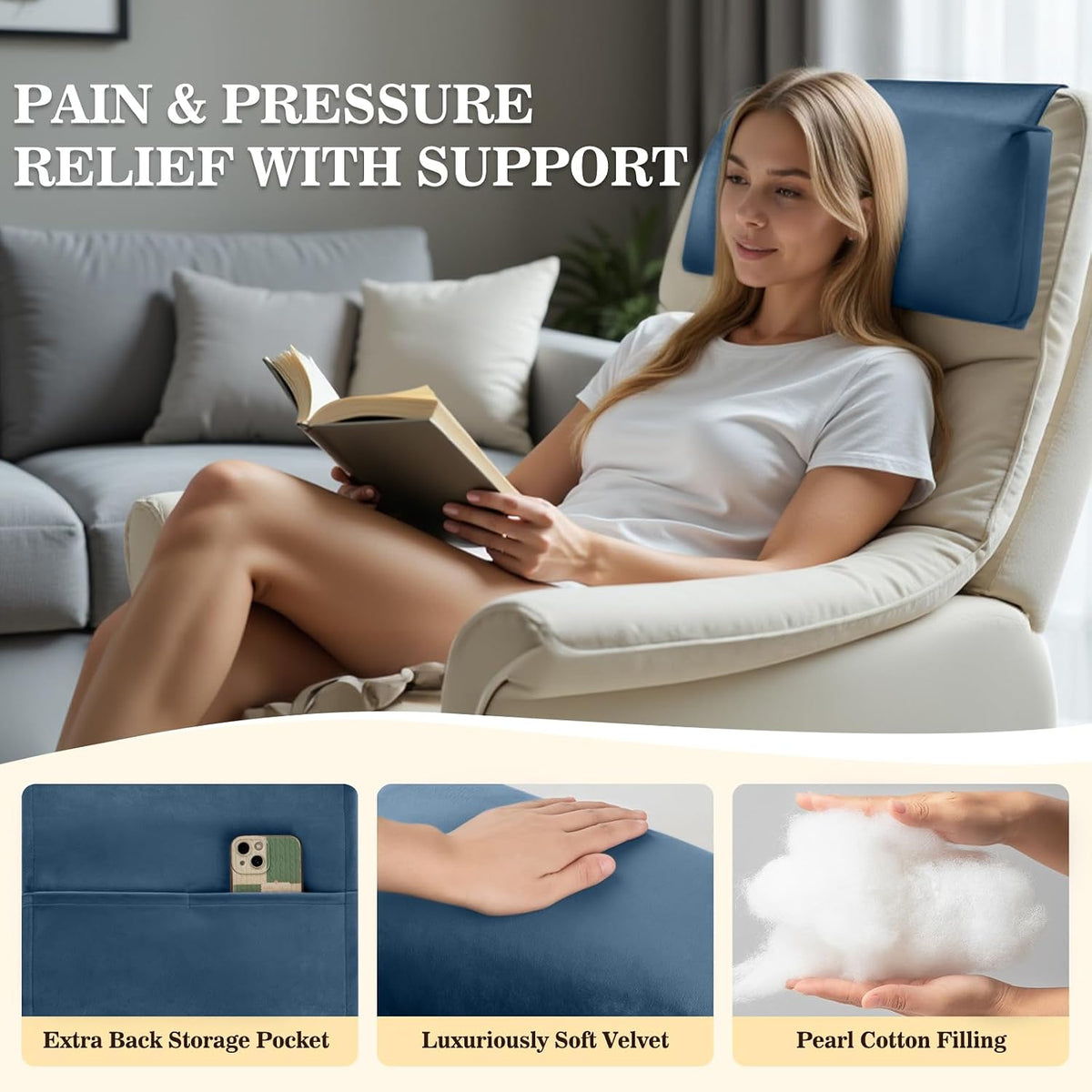 Recliner Headrest Pillow, Adjustable Comfort Neck & Head Support Pillow