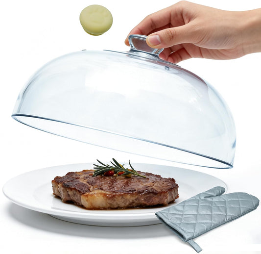 MAGJIUKEOne-Piece All-Glass Microwave Splatter Cover for Food, 10Inch