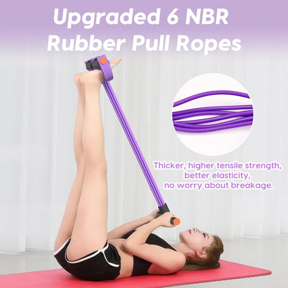 Pedal Resistance Band with Handles, 6-Tubes Natural Rubber Exercise Bands | Upgrade Foot Pedal Resistance Bands for Working Out, Multifunction Fitness Equipment for Abdomen, Waist, Arm, Leg, Pilates