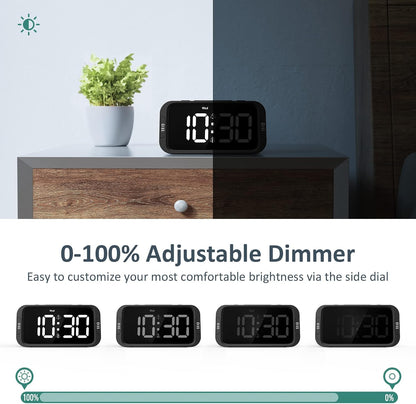 Odokee Digital Dual Alarm Clock for Bedroom with 0-100% Dimmable Display | Easy to Set Alarm Clock with Weekday/Weekend Mode - Loud Alarm for Heavy Sleepers with 5 Sounds Adjustable Volume - Blue