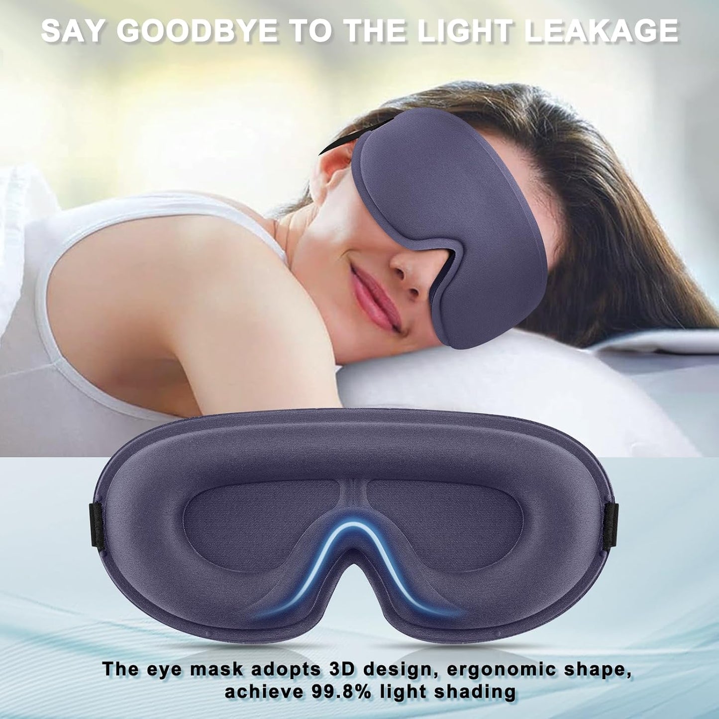 2 Pack Sleep Mask for Side Sleeper, Complete Light Blocking 3D Sleeping Eye Mask, Soft Breathable Eye Cover for Women Men, Travel, Nap, Relaxing Zero Pressure Night Blindfold (Pink+Purple)