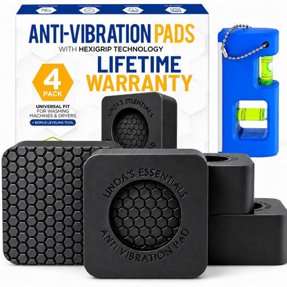 Anti Vibration Pads for Washing Machine and Dryer (Set of 4) - Washer Anti Vibration Pads with HexiGrip™ - Washing Machine Accessories & Leveling Pads - Vibration Dampening Mat