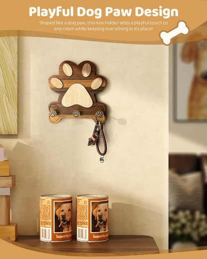 MTERSN Pine Wood Dog Leash Holder for Wall for Dog Walking Station, Black