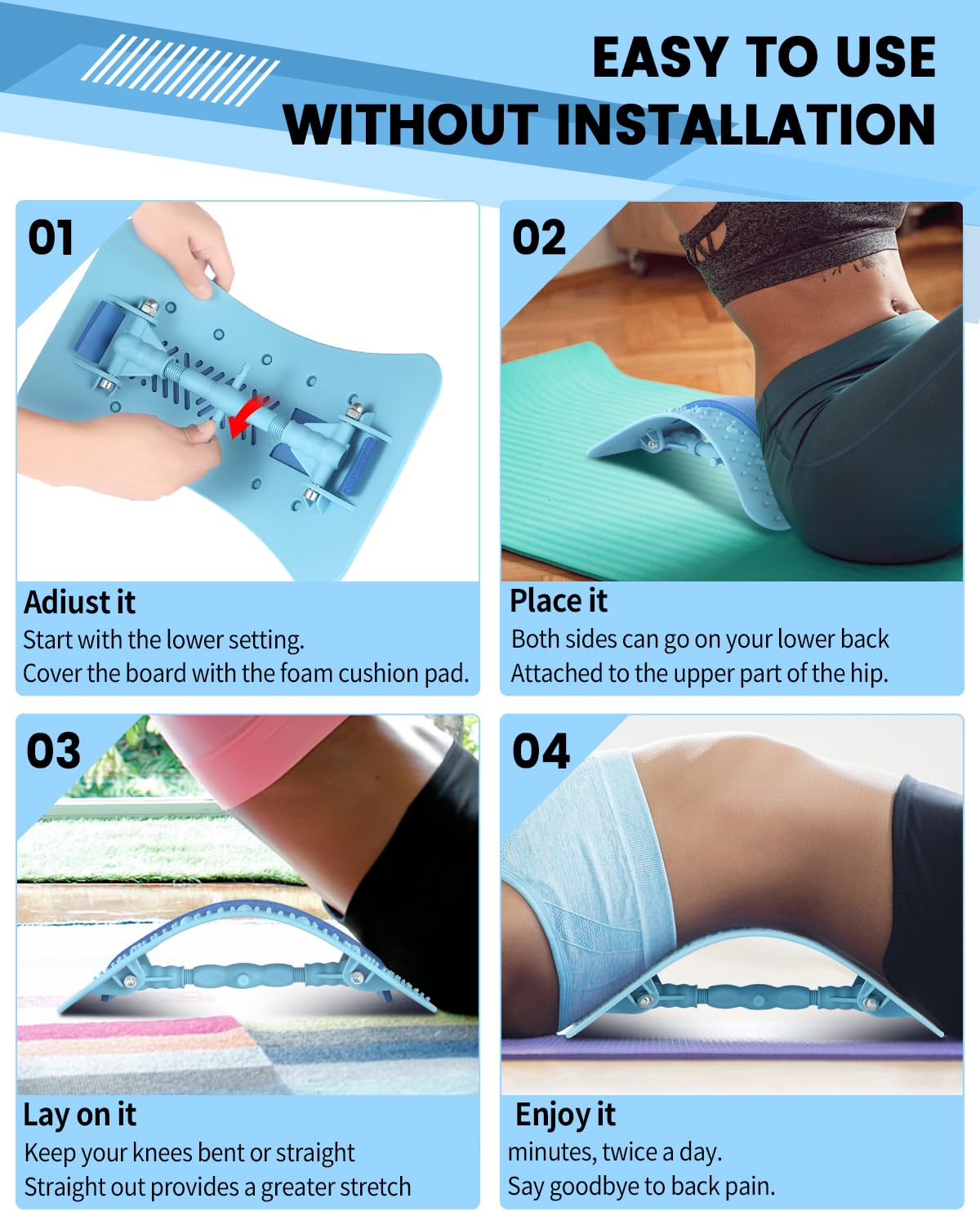 Back Stretcher Lumbar Backs Cracker with Magnet Backs Massager Lower Back Pain Relief Upgraded Multi-Level Support Stretcher Spinal Board Device for Herniated Disc, Sciatica, Scoliosis