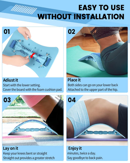 Back Stretcher Lumbar Backs Cracker with Magnet Backs Massager Lower Back Pain Relief Upgraded Multi-Level Support Stretcher Spinal Board Device for Herniated Disc, Sciatica, Scoliosis