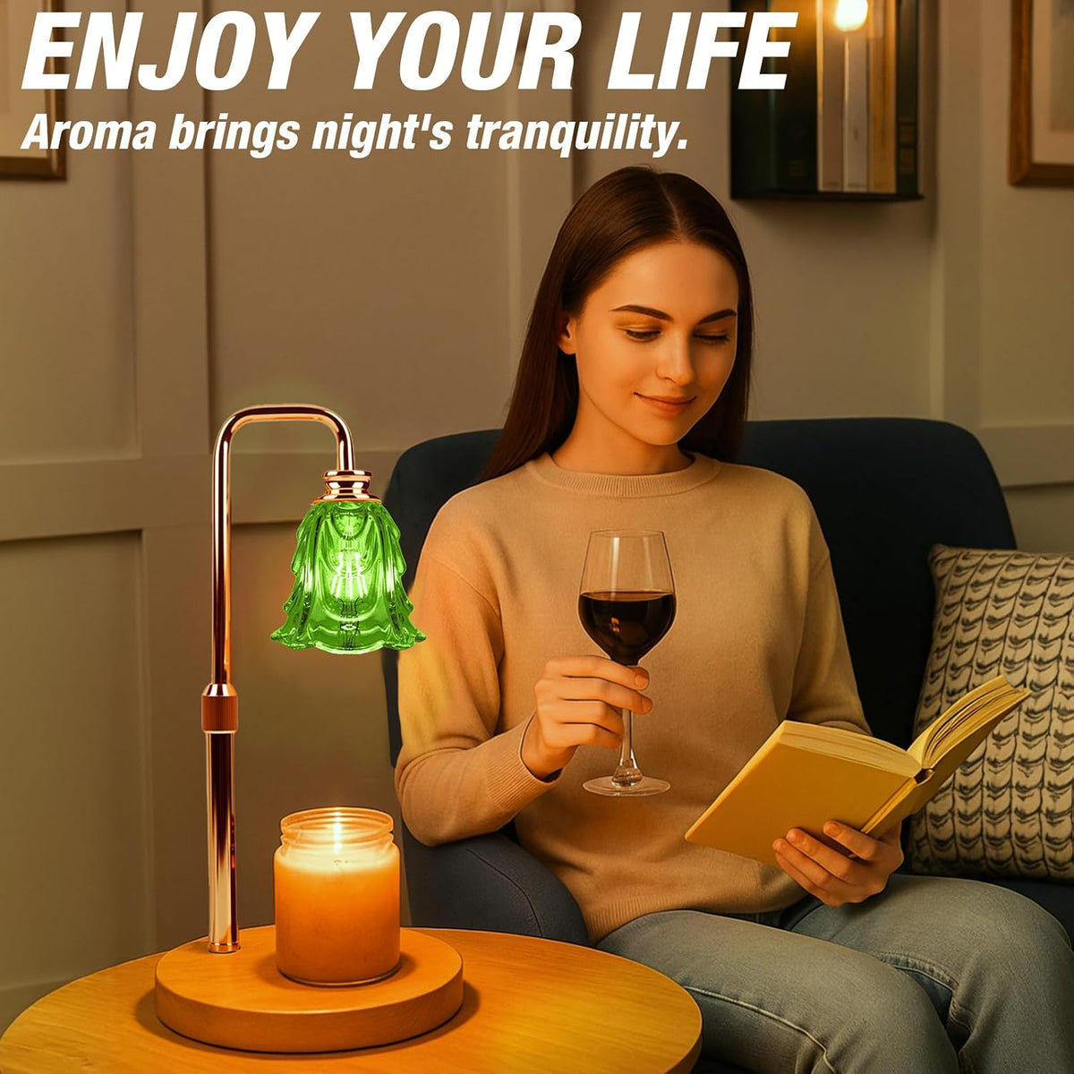 Candle Warmer Lamp with Timer and Dimmer, Electric Wax Warmers for Scented Candles with 5 Brightness Settings, Anti-Glare Lamp with Adjustable Height, Home Decor, Gift for Birthday, Valentines