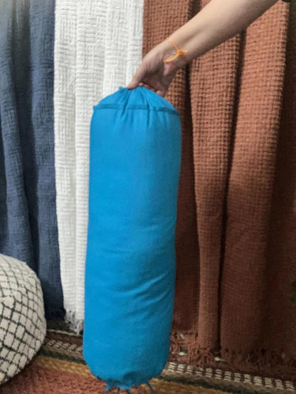 Saffron HANDICRAFTS Cotton 240TC - Bolster Cover Full Round Removable Cover for Neck Roll, Leg Rest,Yoga Practice, Meditation, Bed Sofa Couch (Teal Blue, 8"x24"(20 cm x 60 cm))