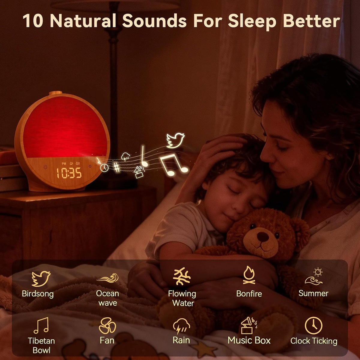 Vivilumens Sunrise Alarm Clock for Bedroom, White Noise Sound Machine
