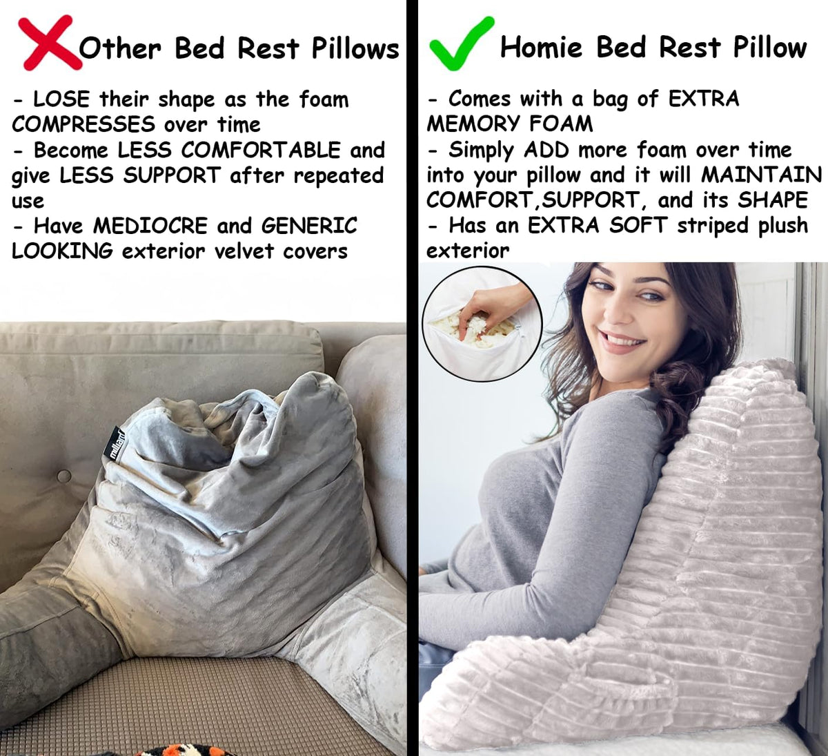 Homie Reading Pillow with Reading Light and Wrist Support, Has Arm Rests, and Back Support for Bed Rest, Lounging, Reading, Working on Laptop, Watching TV (Gray)