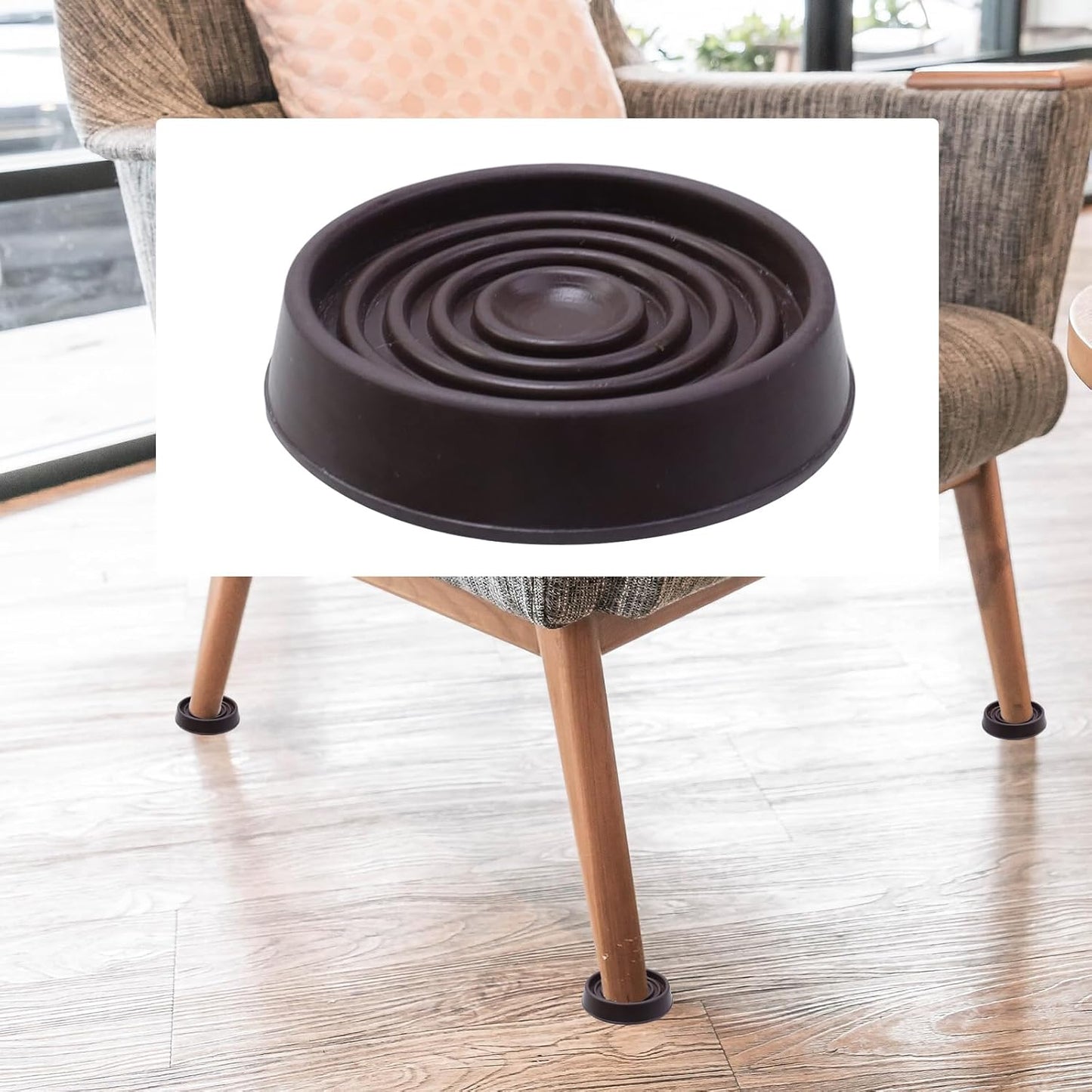 Semetall 1.5 Inch Rubber Caster Cups 8 Pack Black | Non Slip Furniture Coasters Floor Protectors for Bed Couch Table Chair