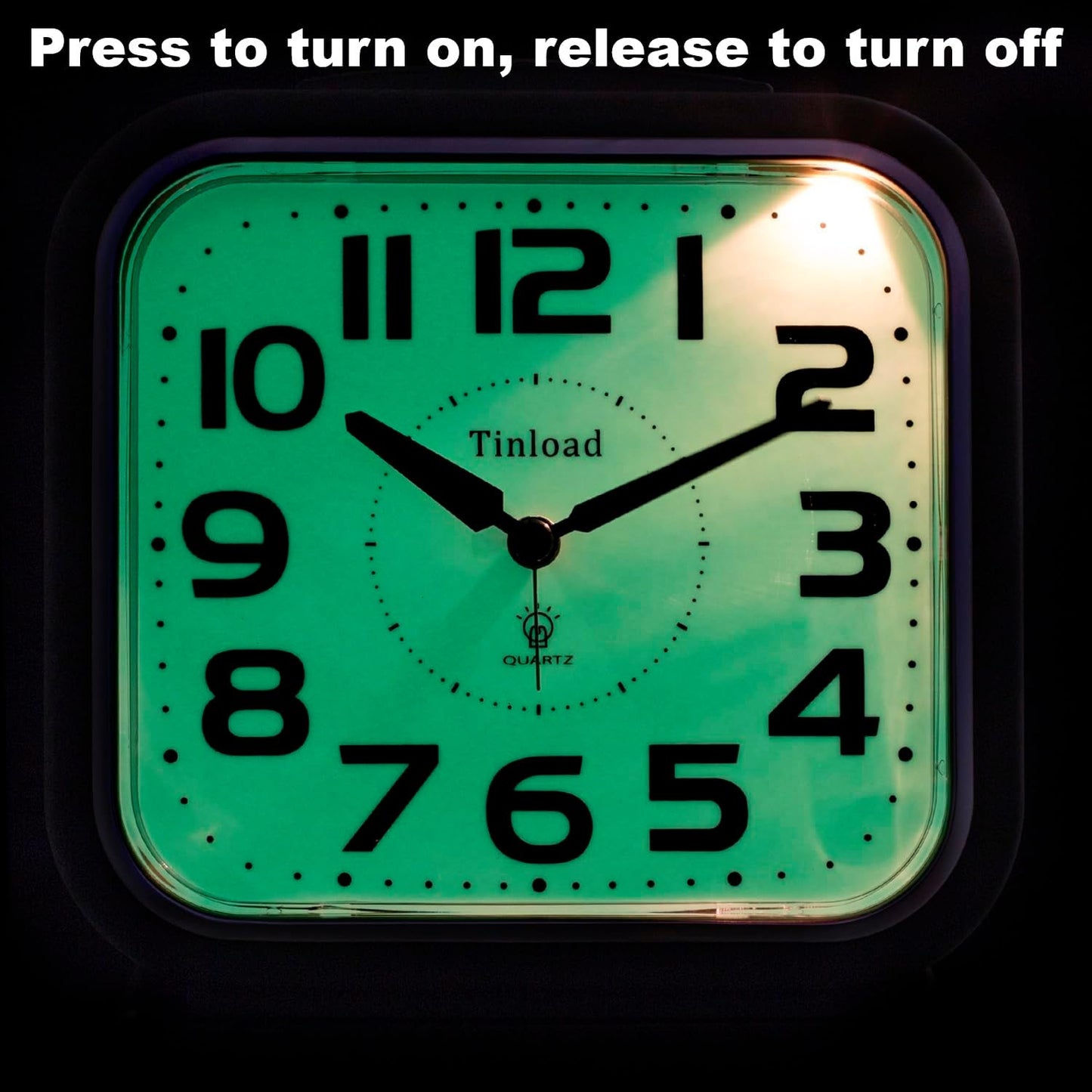 Tinload 5.5" Large Analog Alarm Clock Silent Non Ticking, Glow in Dark dial, Gentle Wake, Beep Sounds, Increasing Volume, Battery Operated Snooze and Manual Light, Easy Set (Best for Elder)