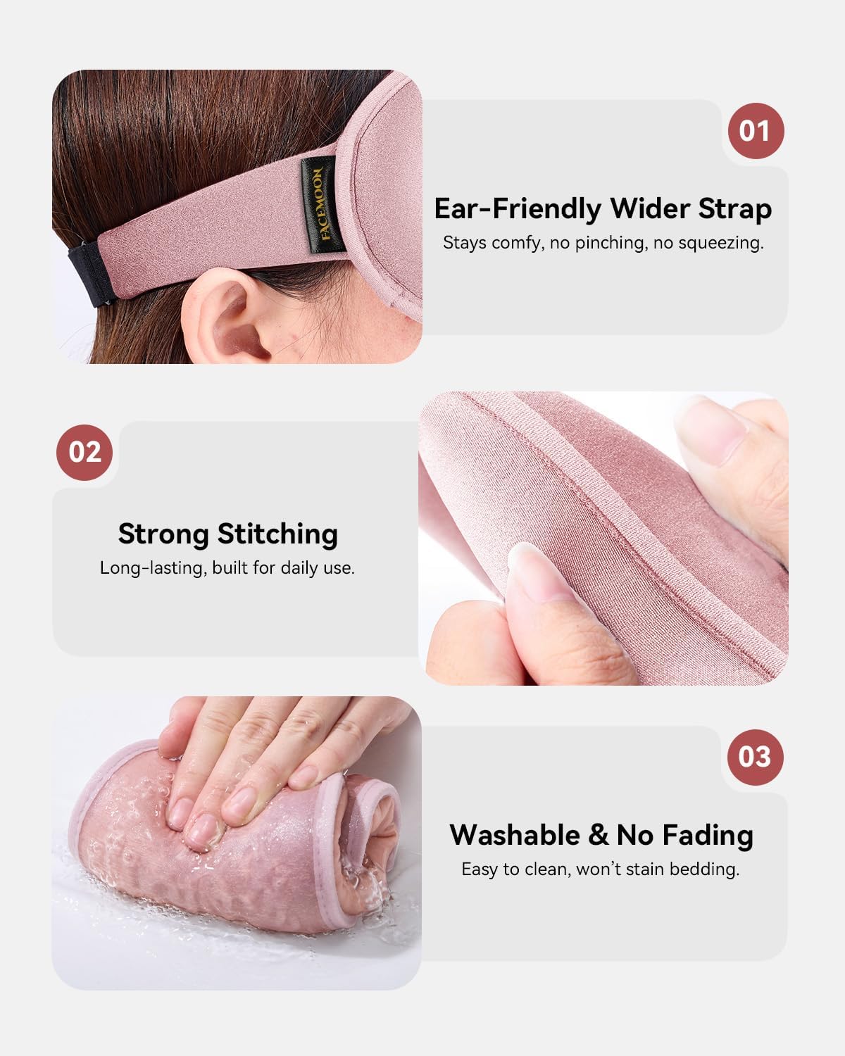 FACEMOON 3D Blackout Weighted Sleep Mask, Airplane Travel & Nurse Essential