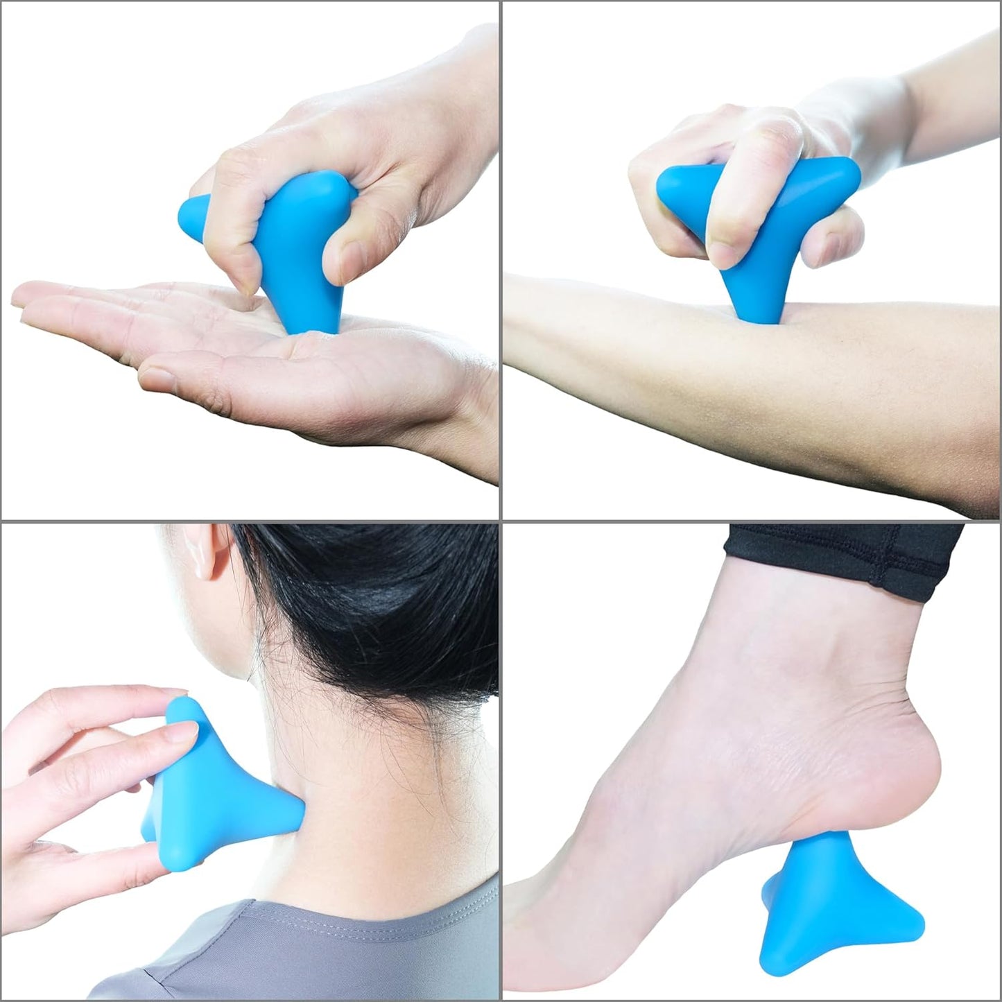 Manual Trigger Point Massage Tool Small Massager Ball 3″×2.6″ Blue | For Deep Tissue Myofascial Release Physical Therapy Plantar Fasciitis Pain Relief Muscle Knot Psoas Hip Flexor Iliacus