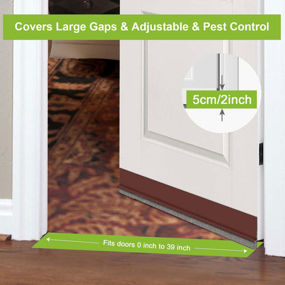 2 PCS Brush Door Sweep, Draft Stoppers Bottom, 2" W x 39" L, Black | No Residue, Strong Adhesive Draft Stopper with Brush for Interior Door, Bottom Seal Strip for Protection Against Bug, Dust