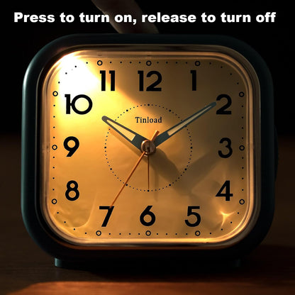 Tinload 4.3" Vintage Retro Analog Alarm Clock, Super Silent Non Ticking Clock with Manual Light, Snooze, Battery Operated, Simply Design, for Living Room, Bedroom, Bedside, Desk(Blue-V2)