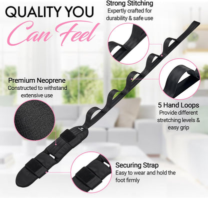 Foot and Calf Stretcher Strap for Physical Therapy and Flexibility | Supports Foot and Calf Stretching for Yoga, Gymnastics and Recovery, Ideal for Plantar Fasciitis Relief
