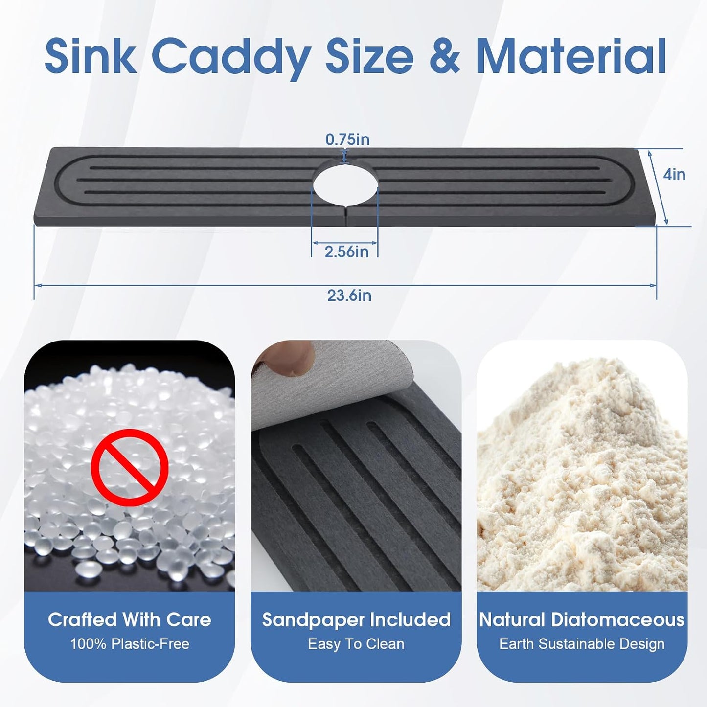 24 Inch Kitchen Sink Splash Guard, Sink Splash Guard Behind Faucet, Silicone Faucet Handle Drip Catcher Tray Mat for Kitchen, Bathroom Counter, Dark Gray, 23.6" x 4"