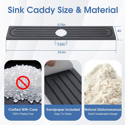 24 Inch Kitchen Sink Splash Guard, Sink Splash Guard Behind Faucet, Silicone Faucet Handle Drip Catcher Tray Mat for Kitchen, Bathroom Counter, Dark Gray, 23.6" x 4"