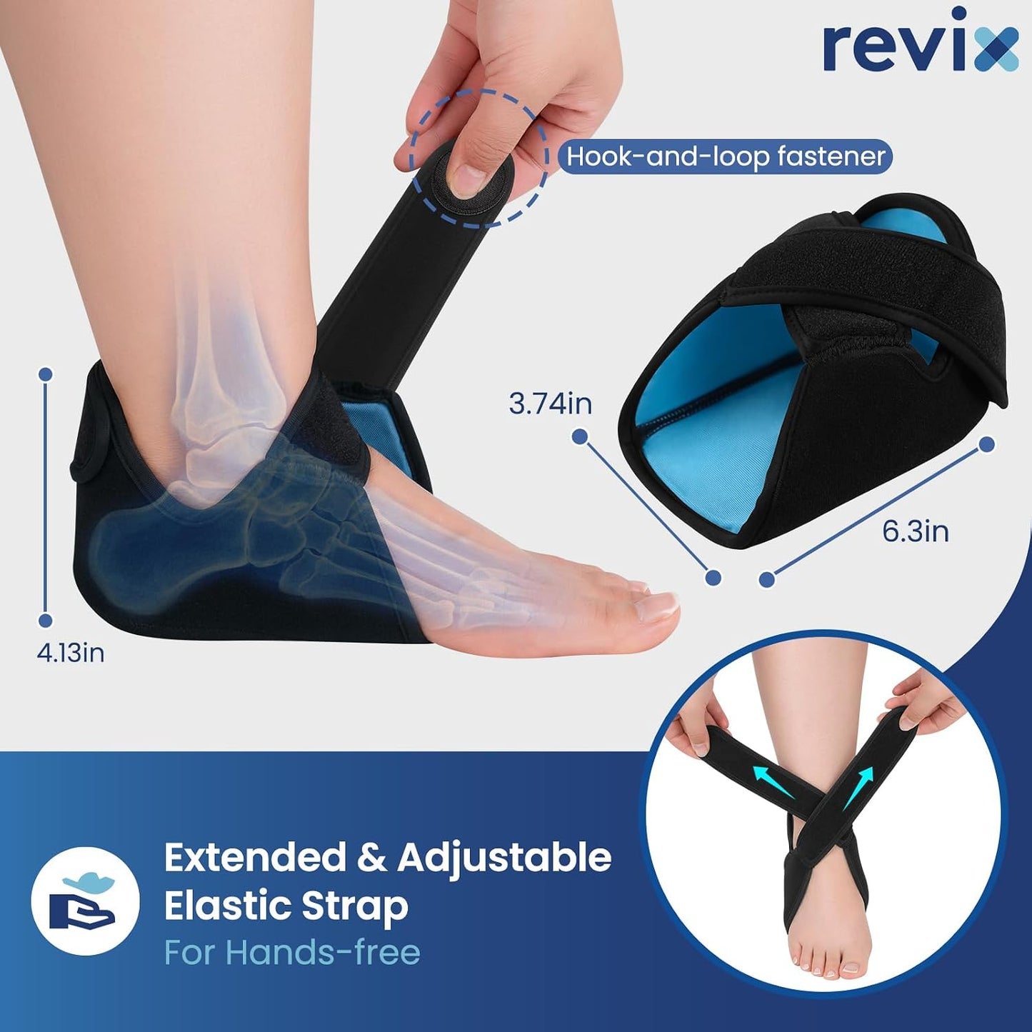 REVIX 2-Pack 45-Min Heel Ice Pack Wrap for Tendonitis & Plantar Fasciitis | Lightweight Wrap with Adjustable Strap for Men & Women, Cooling Comfort for Heel Bursitis, Swelling & Soreness, Reusable Gel
