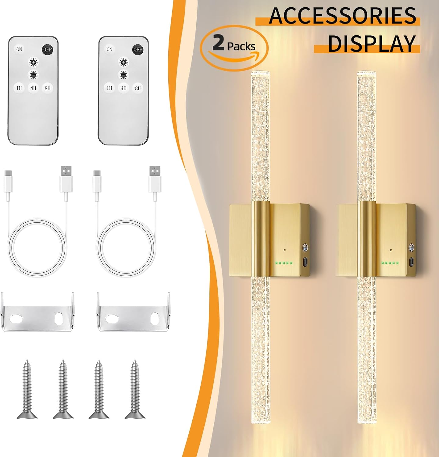 Battery Operated Sconces Set of 2, 28in Rechargeable Wireless Wall Lights | 8000mAh Dimmable Modern LED Wall Lamp Fixtures with Timer Function for Living Room Bedroom Bathroom Hallway, Black