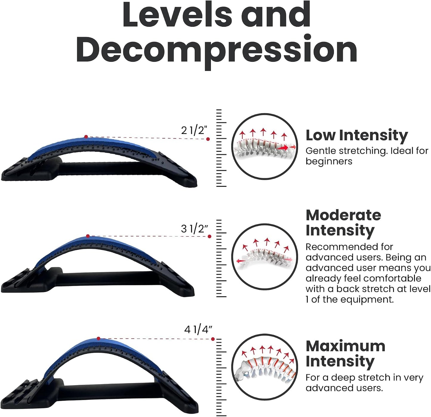 Just A Feeling Back Stretcher Lower - Lumbar Support & Back Cracker w/Silicone & Foam Pads - Spinal Decompression Device for Sciatica, Herniated Disc, Back Popper for Back Pain w/Chair Strap