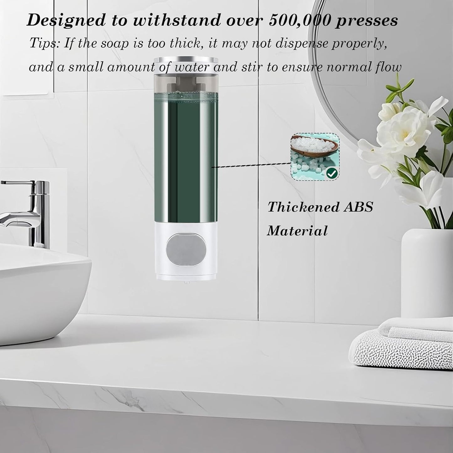 10oz/300ml Single Manual Wall Mounted Soap Dispenser, Black | Bathroom Shampoo and Conditioner Dispenser, Clear Plastic Refillable Liquid Lotion Pump Dispenser and Organizer
