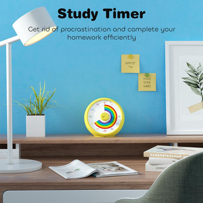 Visual Timer for Kids, 60-Minute Countdown for Classroom Office Kitchen, Desk Timer Kids Time Management Tools with Silent Operation, Pomodoro Timer Rainbow Pattern Purple