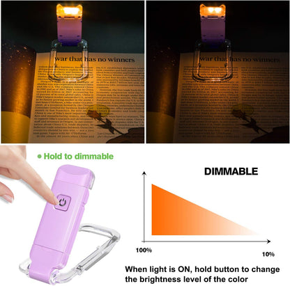 BIGLIGHT Amber Book Reading Light, LED Clip on Book Lights, Reading Lights for Books in Bed, Small Book Light for Kids, USB Rechargeable, 2 Brightness Adjustable for Eye Protection, Orange