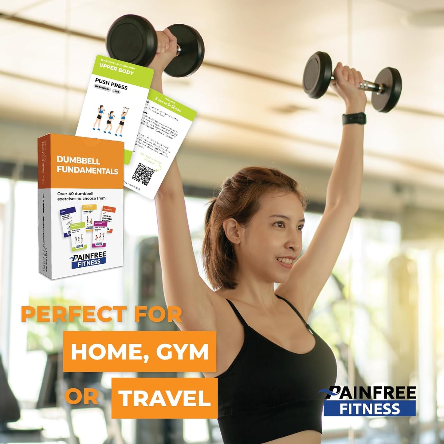 40 Dumbbell Exercise Cards 3x5''- Fundamental Workout Cards for Women & Men - Beginner to Intermediate - QR Video Guides & Inclusive Artwork - Bend & Tear-Resistant