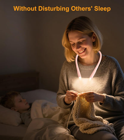 Gritin Book Light, Eye Caring 4-Color&5-Brightness Neck Light Reading Light | Stepless Dimming, 30-min Timer, 80+ Hrs Runtime, Bendable Round Neck Design, Lightweight for Reading, Knitting, Repairing