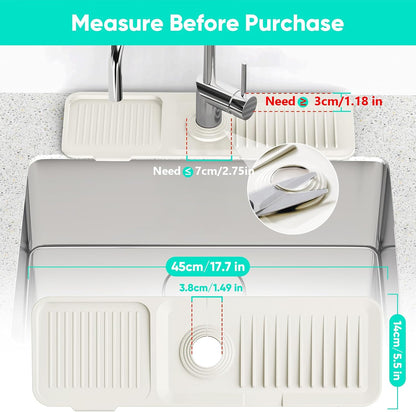 24 Inch Longer Faucet Mat for Kitchen Sink [5° Slope Fast Self-draining]Bathroom Kitchen Sink Splash Guard Silicone Sinks Faucet Mat Splash Guard for Kitchens Sinks Area Tidy Splashs Draining Mats