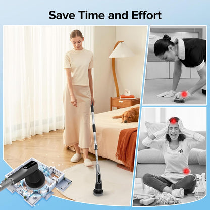 Dreazu Electric Spin Scrubber, 10-in-1 Shower Scrubber & Retractable Long Handle, 44 lbs High-Torque & Variable Speed Shower Cleaning Brush for Bathroom,Toilet, Bathtub, Kitchen, Tile Floors